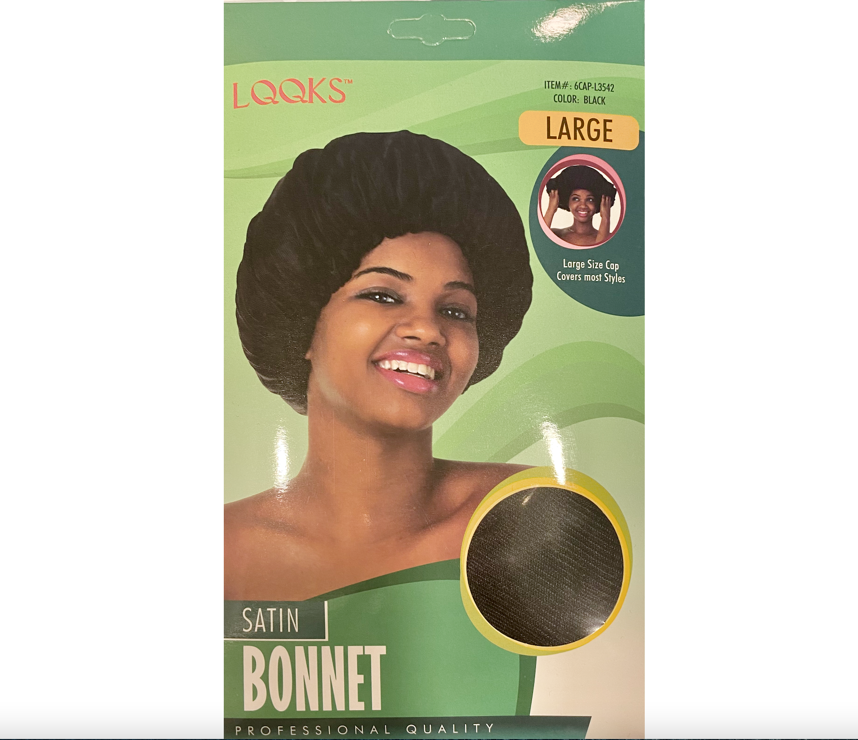 Le bonnet Large Satin de couleur noir #L3542 de la marque LQQKS Le bonnet Large Satin de couleur noir #L3542 de la marque LQQKS
