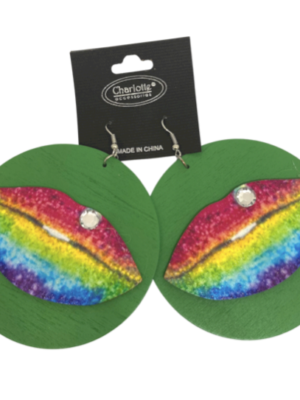 Boucles d'oreilles fermoir crochet en bois bouche