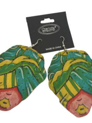 Boucles d'oreilles en bois JAUNE & VERT Effigie