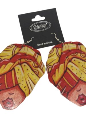 Boucles d'oreilles en bois ROUGE & JAUNE Effigie