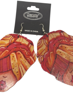 Boucles d'oreilles en bois ROUGE & ORANGE Effigie