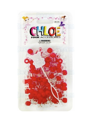 Perles Rouge & Transparente pour cheveux BEAD ROUND 200pcs