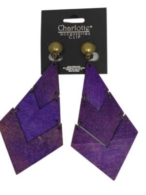 Boucles d'oreilles en bois VIOLET à CLIP