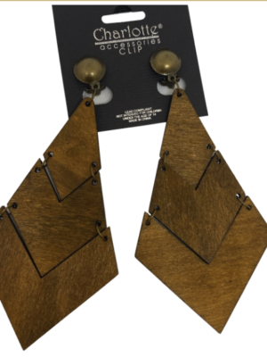 Boucles d'oreilles en bois MARRON à CLIP